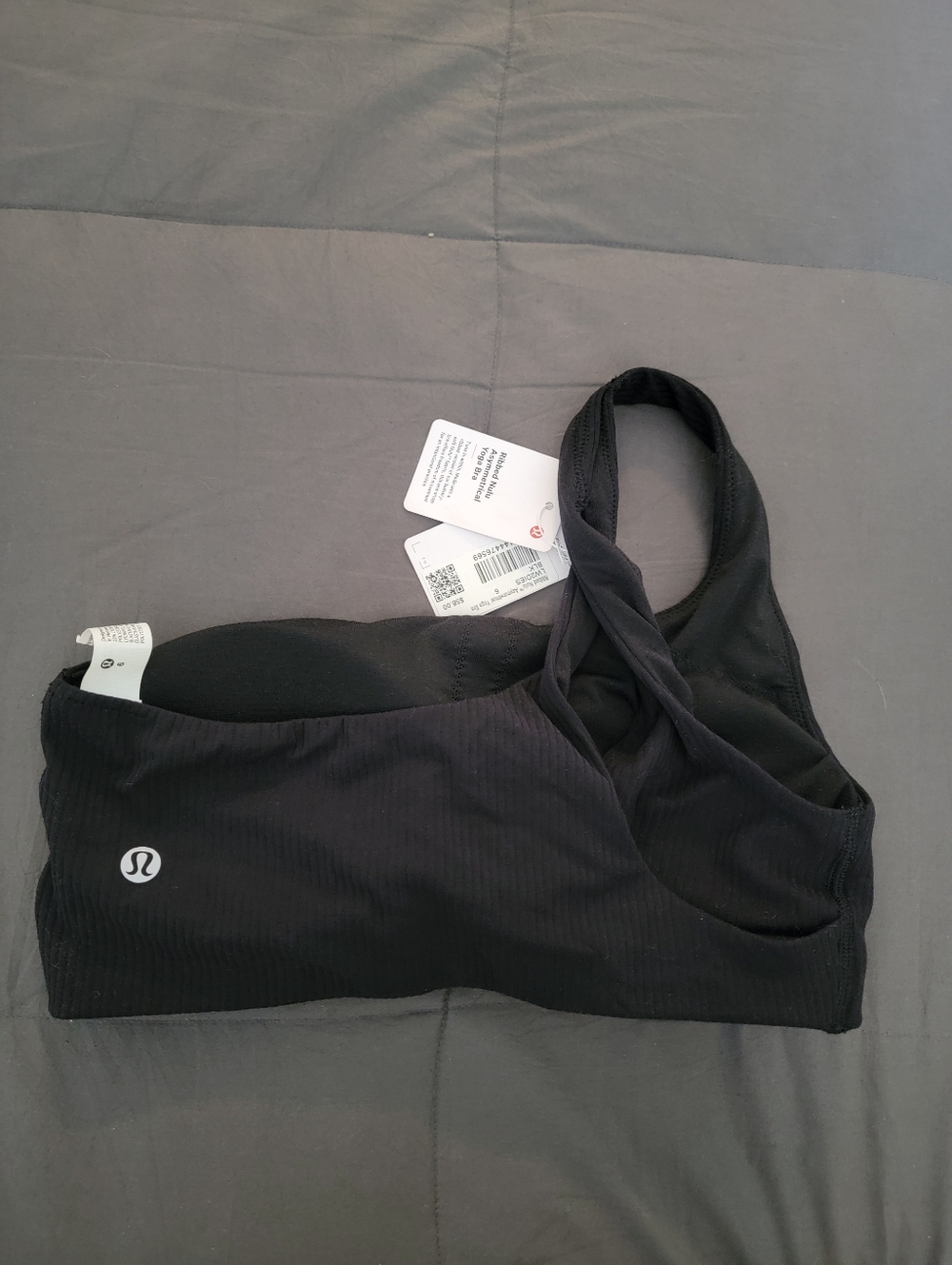 Lululemon Ribbed Nulu Asymmetrical Yoga Bra Size 6 Black NWT